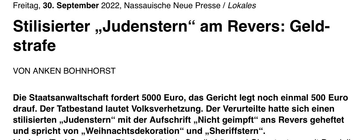 Auszug aus der NNP-Berichterstattung