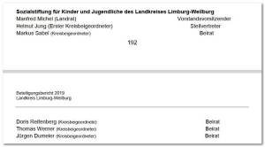 Vorsitz und Beirat der Sozialstiftung 2019